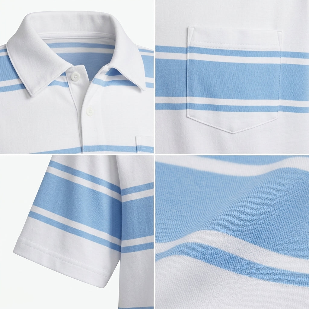 Casual And Striped Short Sleeve Polo Top