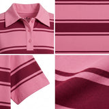 Casual And Striped Short Sleeve Polo Top