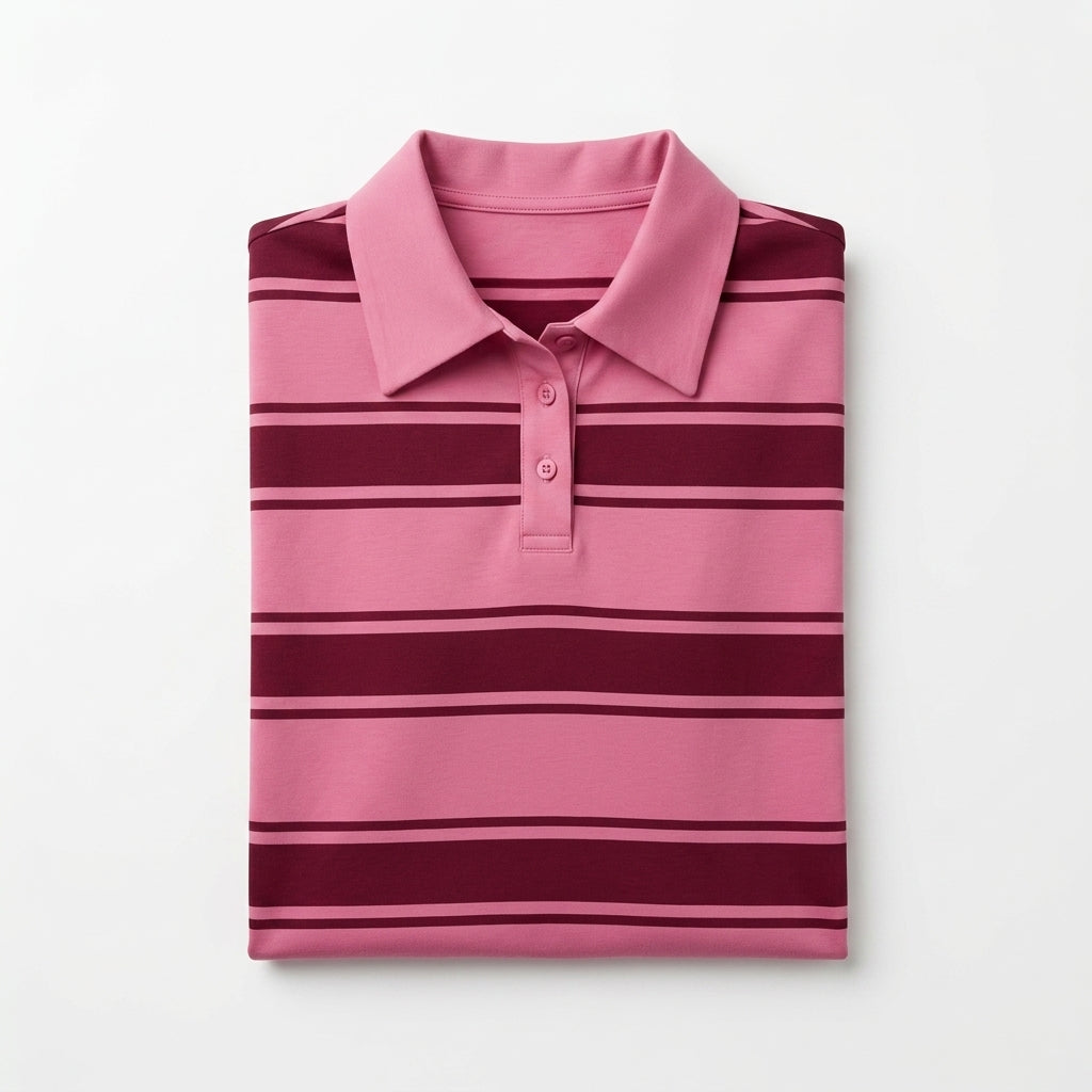 Casual And Striped Short Sleeve Polo Top