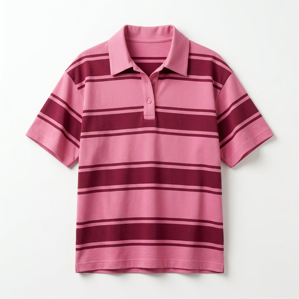 Casual And Striped Short Sleeve Polo Top