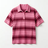 Casual And Striped Short Sleeve Polo Top