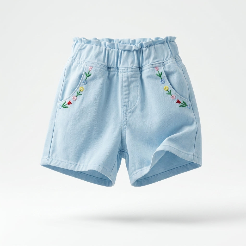 Kids Embroidered Floral Shorts