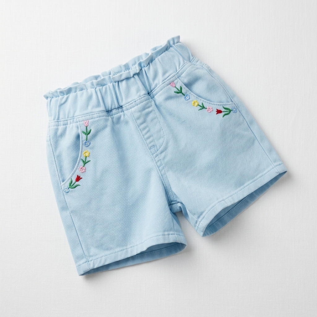 Kids Embroidered Floral Shorts
