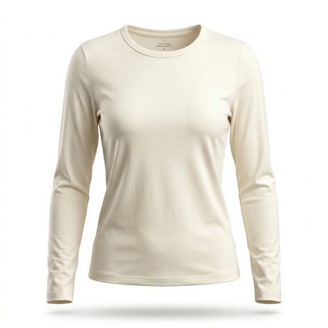 Long Sleeve Basic Top With Rou Neckline
