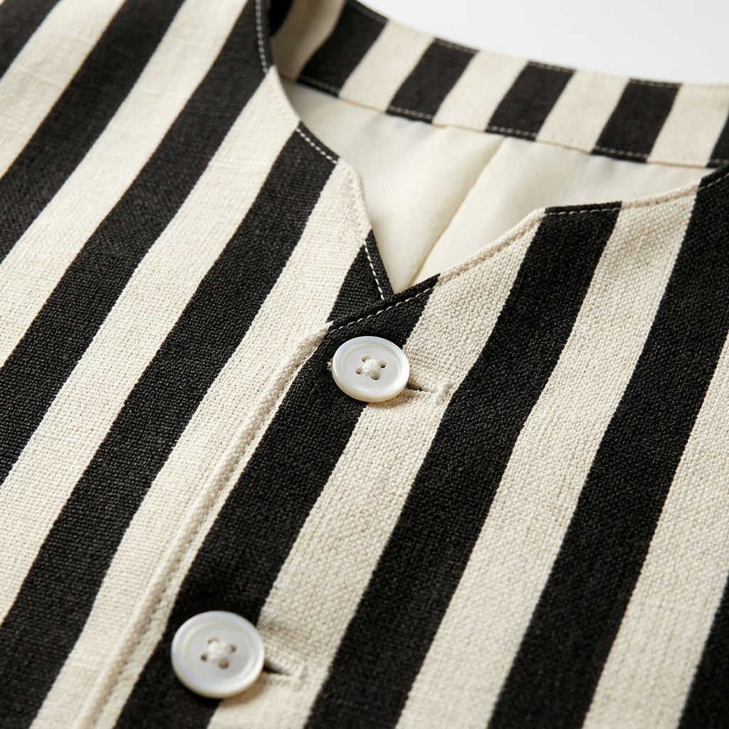 Kids Striped Button Front Vest