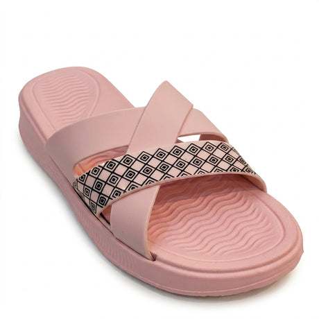 Women Criss Cross Pattern Slide Sandals