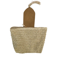 Woven Straw Crossbody Bag With Beaded Floral Flap