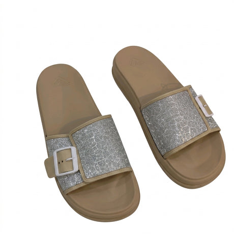 Women Glitter Buckle Slide Sandals