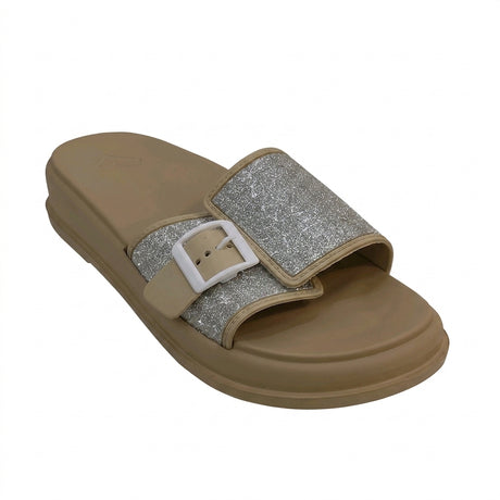Women Glitter Buckle Slide Sandals
