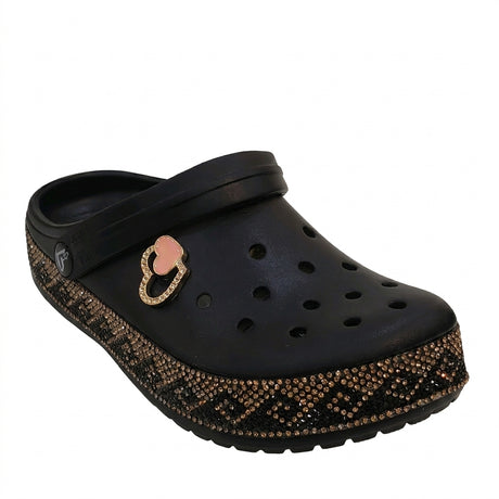 Women Decorative Clogs With Rhinestone Trim