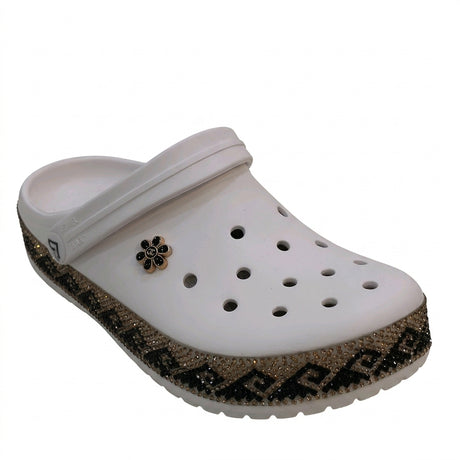 Women Decorative Clogs With Rhinestone Trim