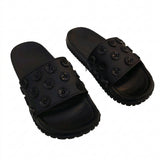 Women Button Comfort Slide Sandals