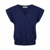 Girls Wrap Style Elastic Hem Blouse