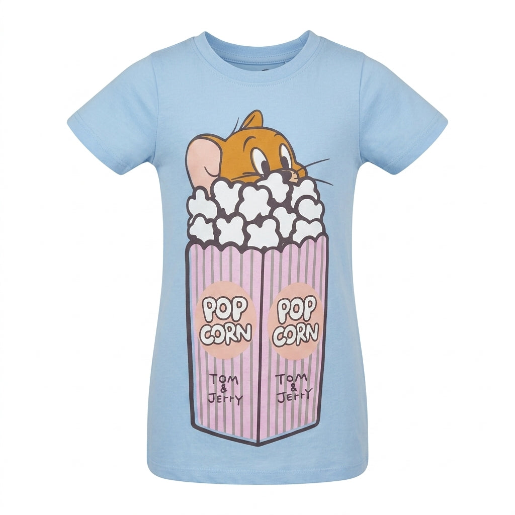 Girls Tom And Jerry Popcorn Graphic T Shirt Dress
