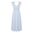 Women Striped Tie Shoulder Maxi Dress