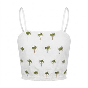 Girls Palm Tree Print Crop Camisole Top