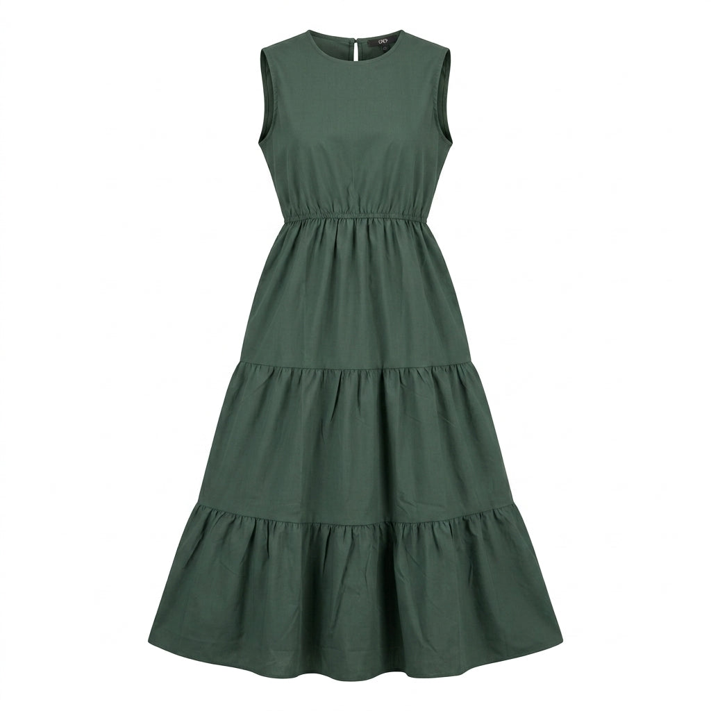 Women Sleeveless Tiered Maxi Dress