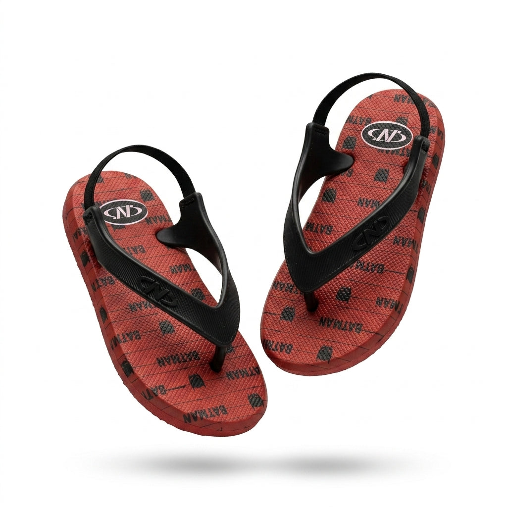 Boys Printed Flip Flop Sandals With Straps And Back Strap