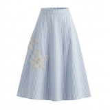 Girls Striped Floral Lace Maxi Skirt