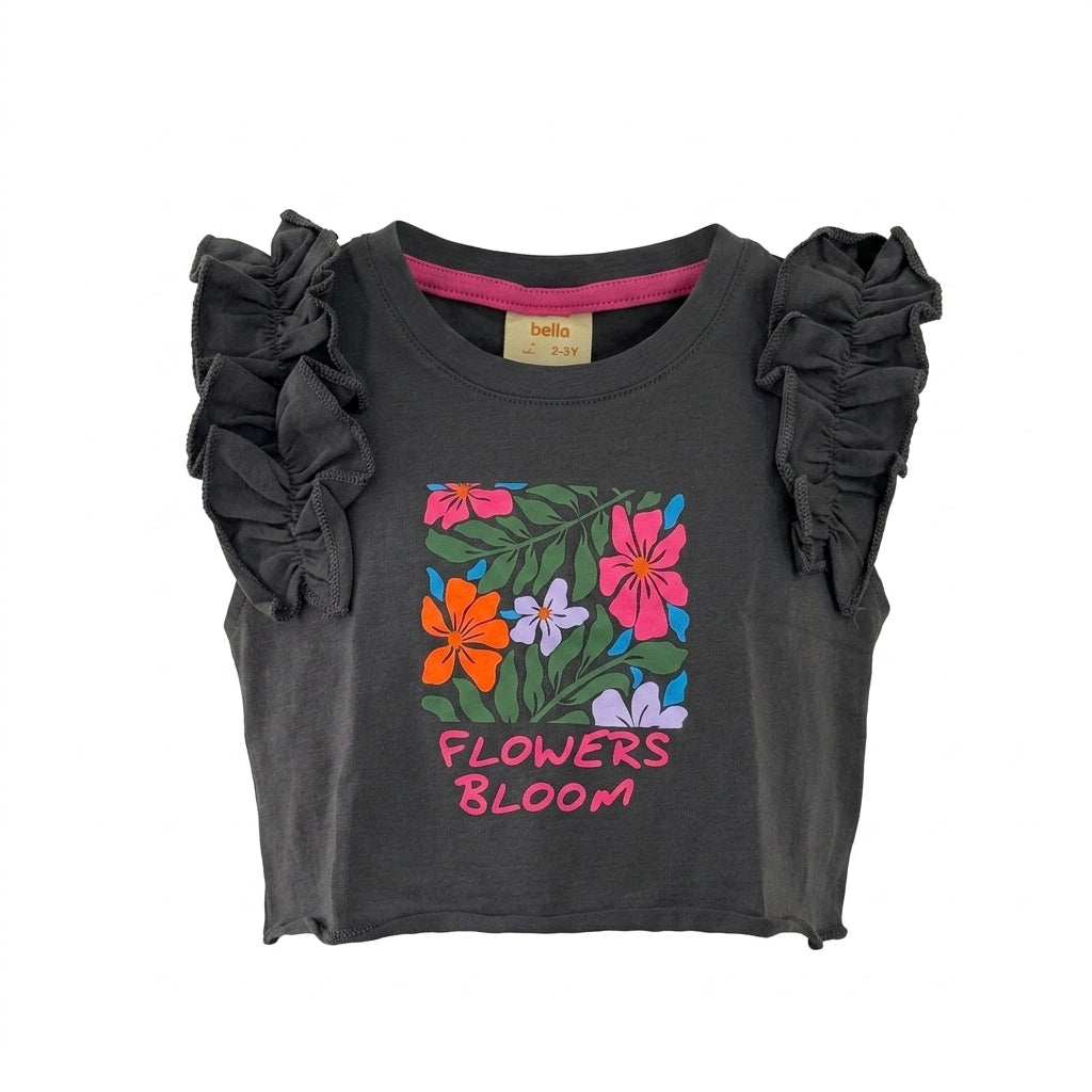 Girls Flowers Bloom Top And Floral Shorts Set