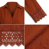 Girls Button Front Lace Cuff Blouse