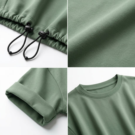 Casual Women Layered Drawstring Hem Top