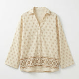 Casual Women Printed Button Front Blouse