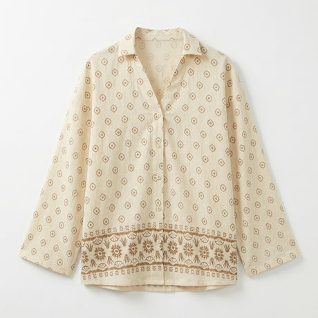Casual Women Printed Button Front Blouse