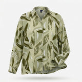 Women Leaf Print Button Front Blouse