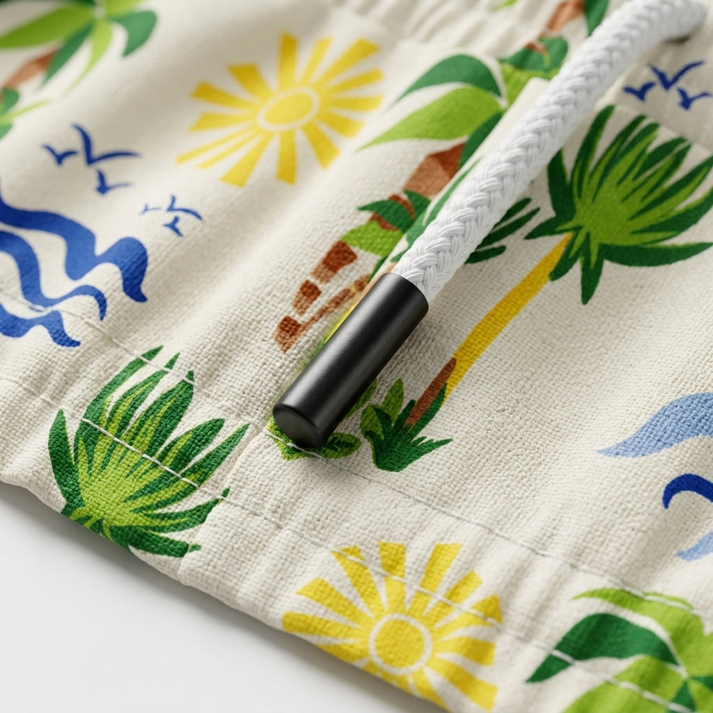 Kids Tropical Print Drawstring Shorts