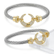 Women Two Tone Twisted Cable Cuff Bracelet With Pavé Clasp