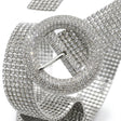 Women Tone Rhinestone Mesh Waist Belt With Rou Buckle