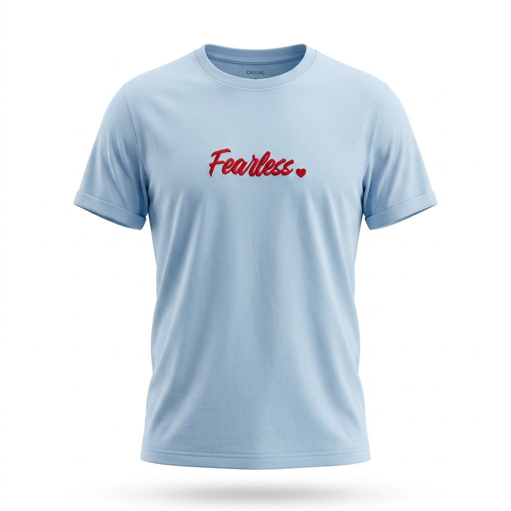 Casual Fearless Embroidered Short Sleeve T Shirt