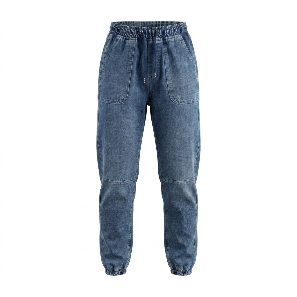 Girls Elastic Waist Denim Jogger Pants
