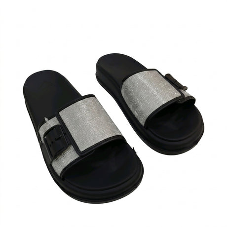 Women Glitter Buckle Slide Sandals