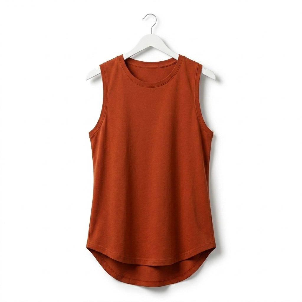 Women Sleeveless Curved Hem Tank Top