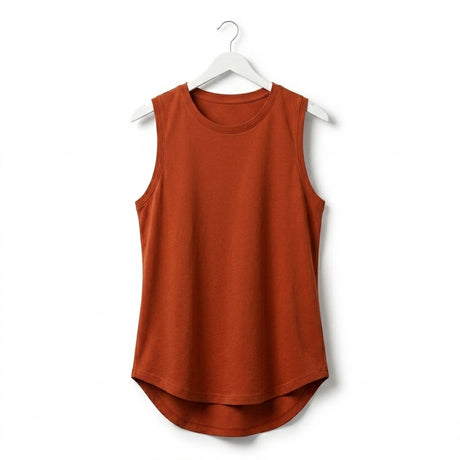 Women Sleeveless Curved Hem Tank Top