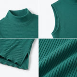 Sleeveless Top With A High Ribbed Collar