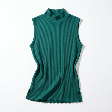 Sleeveless Top With A High Ribbed Collar