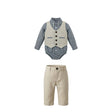 Boys 4 Piece Formal Outfit Set With Striped Bodysuit And Trousers