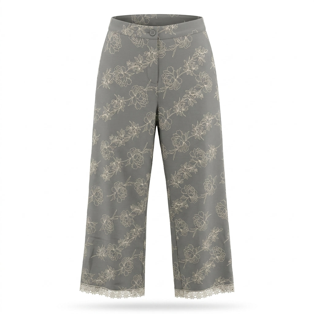 Women Floral Print Wide Leg Pants