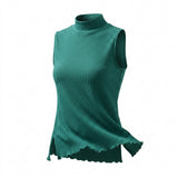 Sleeveless Top With A High Ribbed Collar