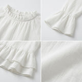 Women Ruffle Hem Long Sleeve Blouse