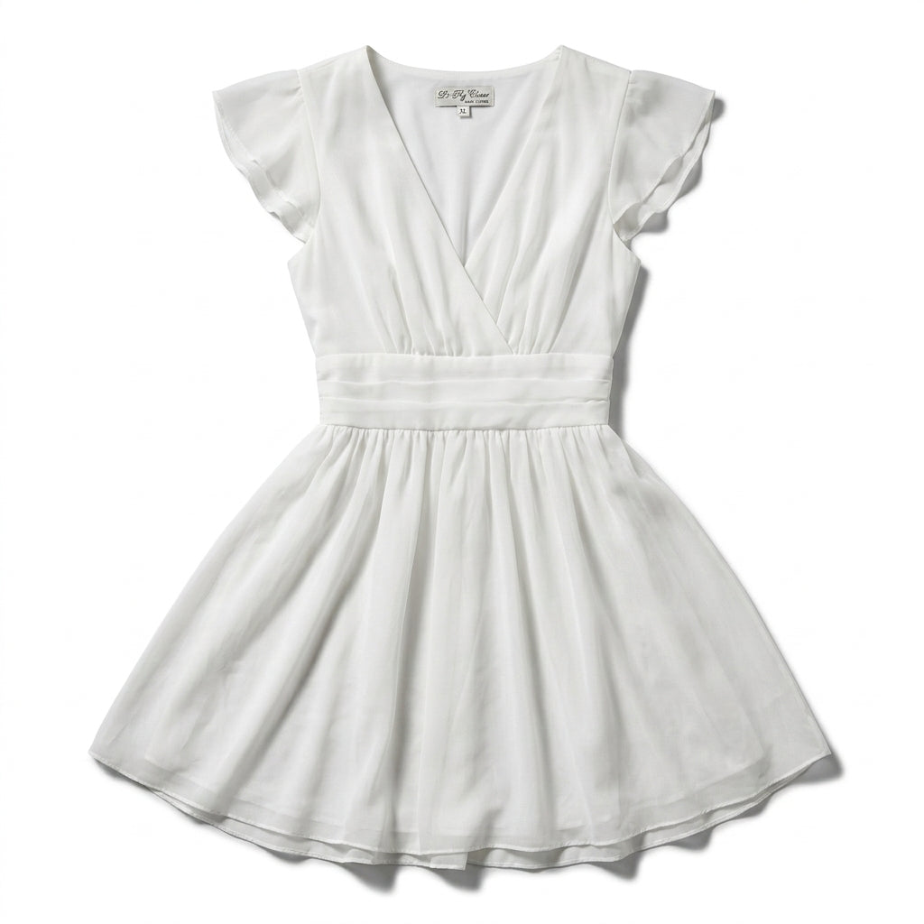 Casual V Neck Puff Sleeve Mini Dress