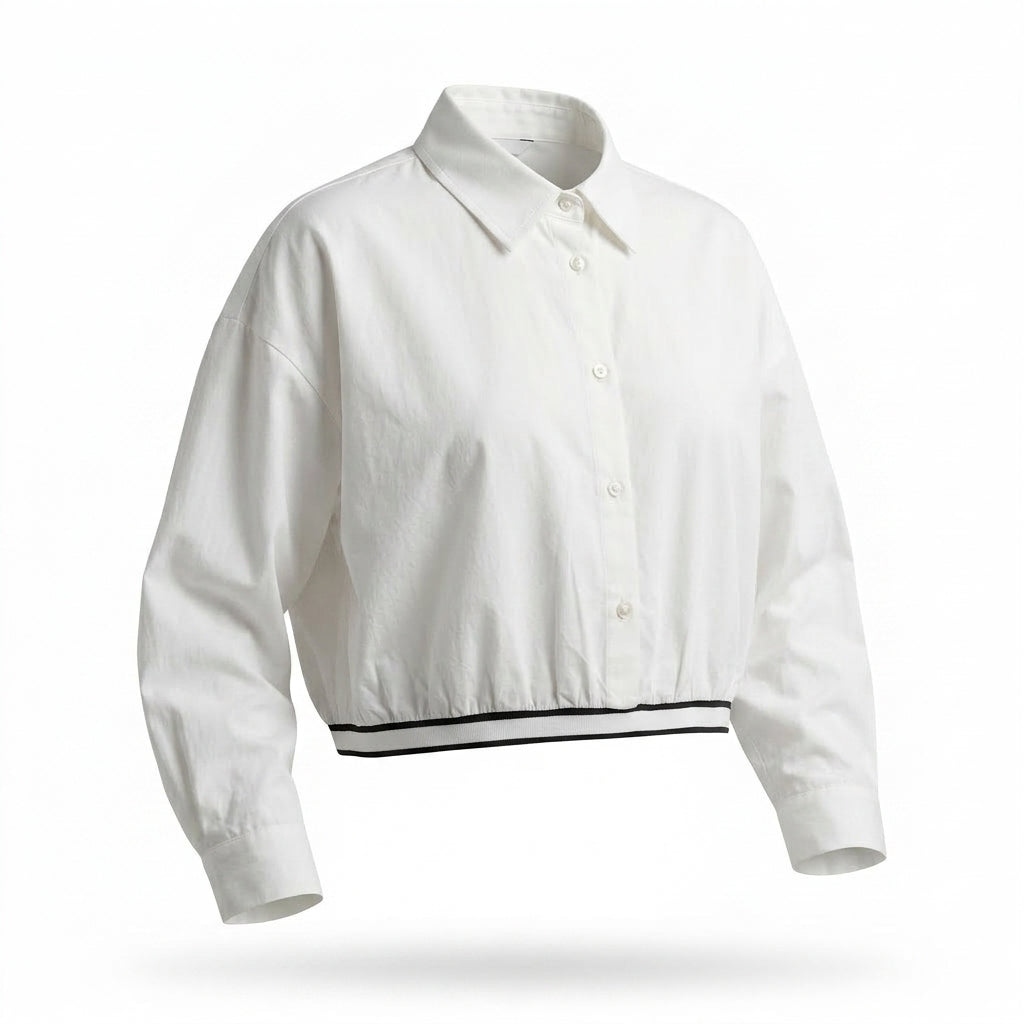 Women Cropped Button Front Shirt