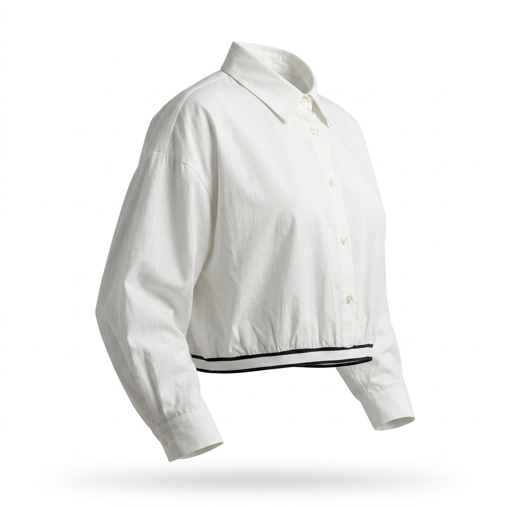 Women Cropped Button Front Shirt