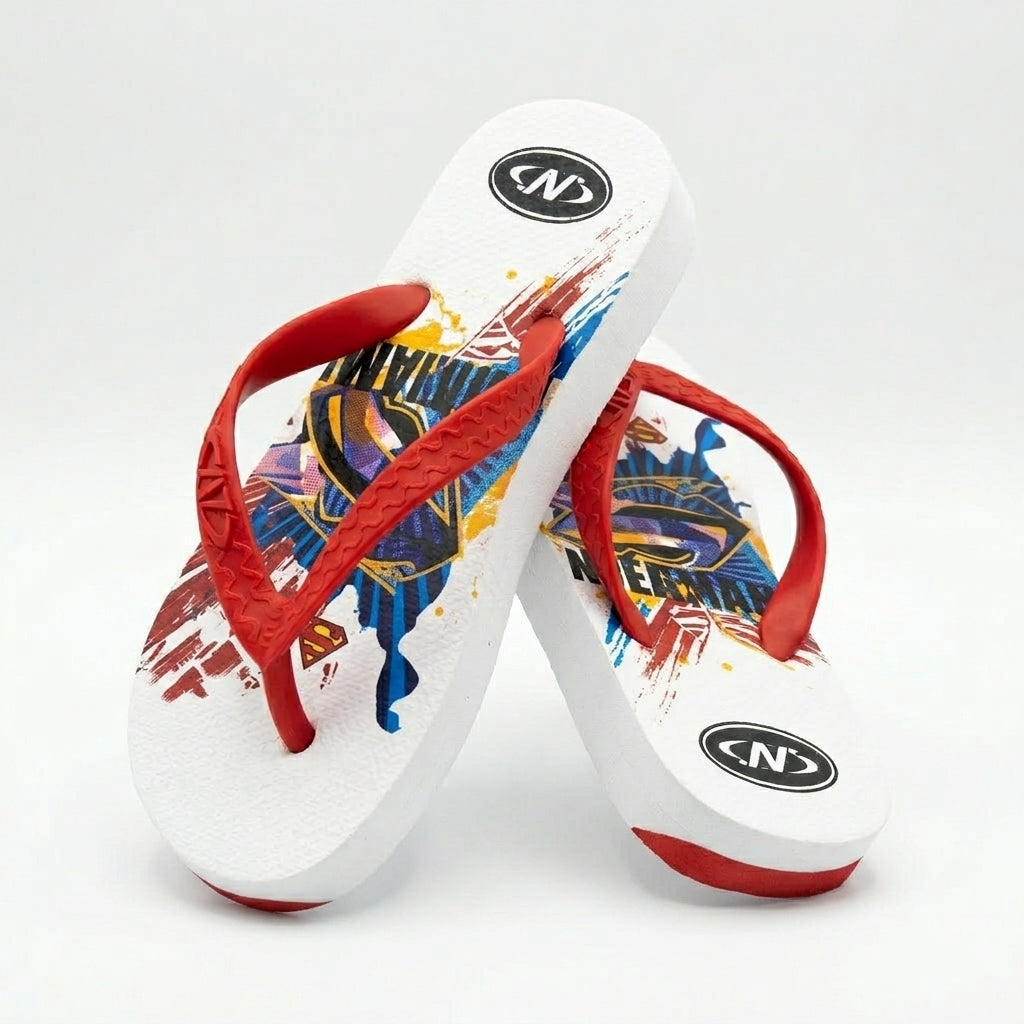 Boys Superhero Graphic Flip Flop Slipper With Straps