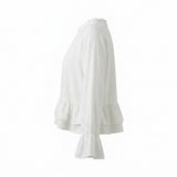 Women Ruffle Hem Long Sleeve Blouse