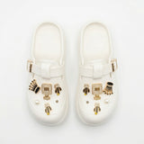 Girls Pearl And Chain Charm Clog Sandals With Buckle Strap