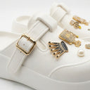 Girls Pearl And Chain Charm Clog Sandals With Buckle Strap
